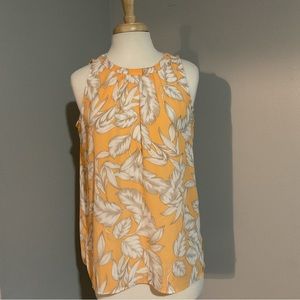 Ann Taylor Loft Blouse Size Medium Orange & Tan Sleeveless Round Neck